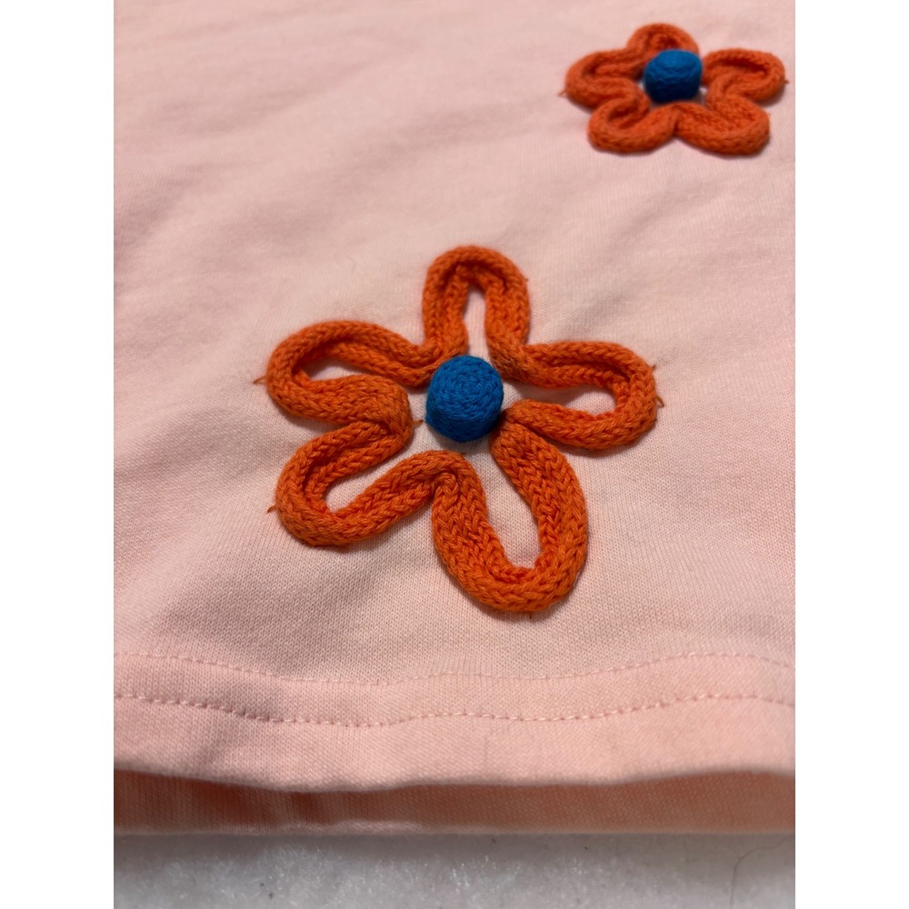 Everyday Chic Boutique Cropped‎ Sweatshirt Peach Flower Applique Size M - Picture 3 of 8